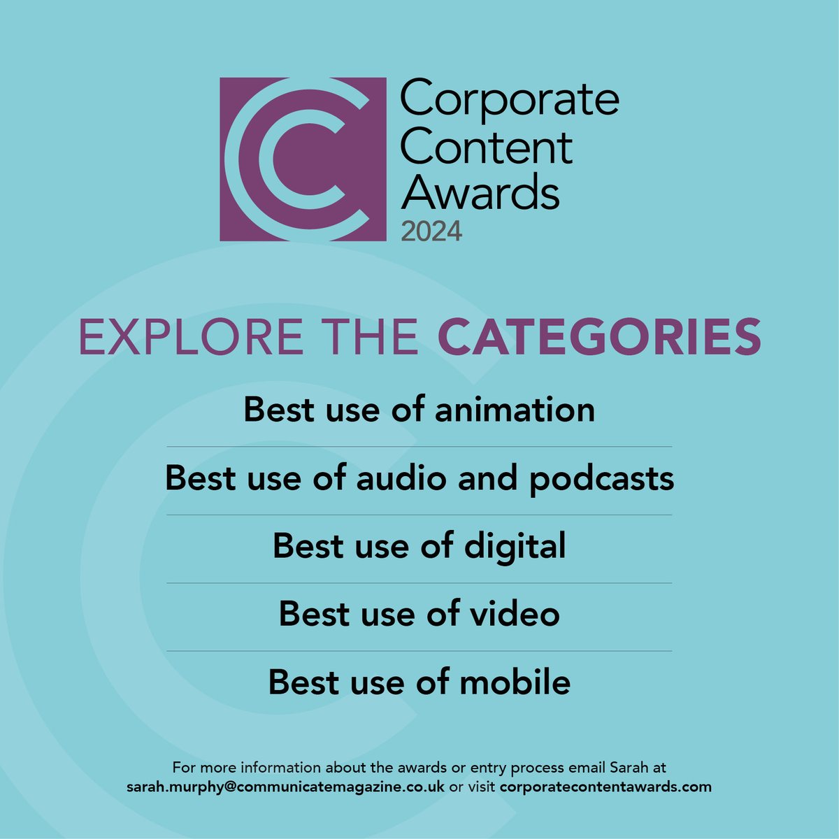The Corporate Content Awards 2024 have recently launched, now is the perfect time to begin crafting your entries!

Take a look at our full list of categories here - bit.ly/43468eI

#CorporateContentAwards #storytelling #corpcomms