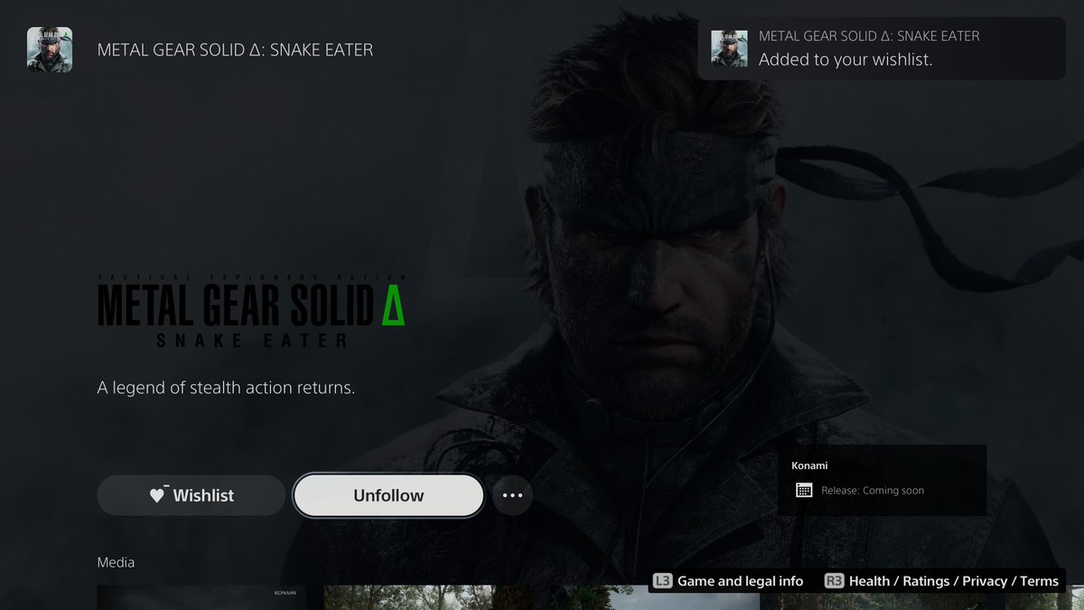 mtd989's tweet photo. Added #MGSCollection and #MGSDeltaSnakeEater to wishlist :> The only good thing about PS Showcase😂 https://t.co/tm1OmbxDRC