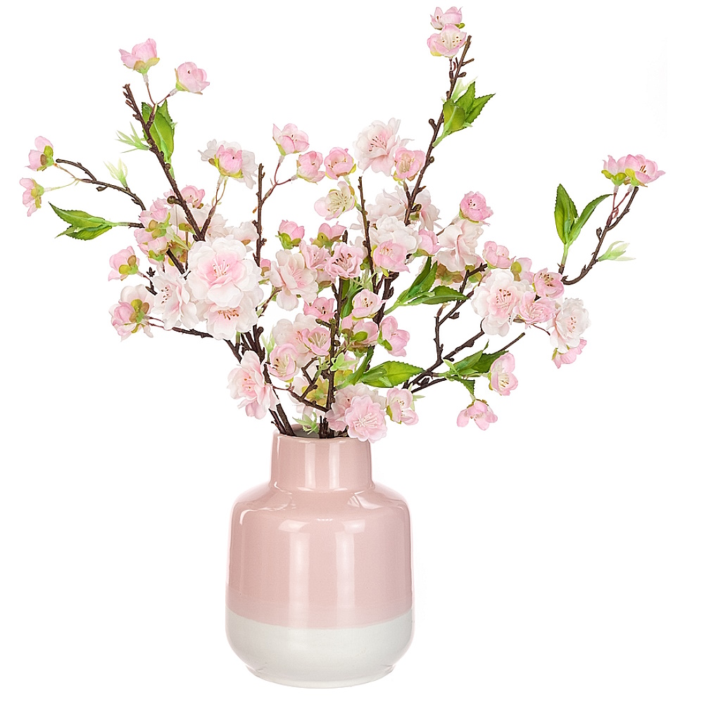 Bring the grace and allure of blossoms into your home. Visit our website now to order your very own Faux Pink Blossom Plant in a Pink and White Vase! 
bit.ly/2OelGYF

#fauxflowers #fauxflorals #eleganthomedecor #homedecor  #enhanceyourspace #pinkblossom #MHHSBD