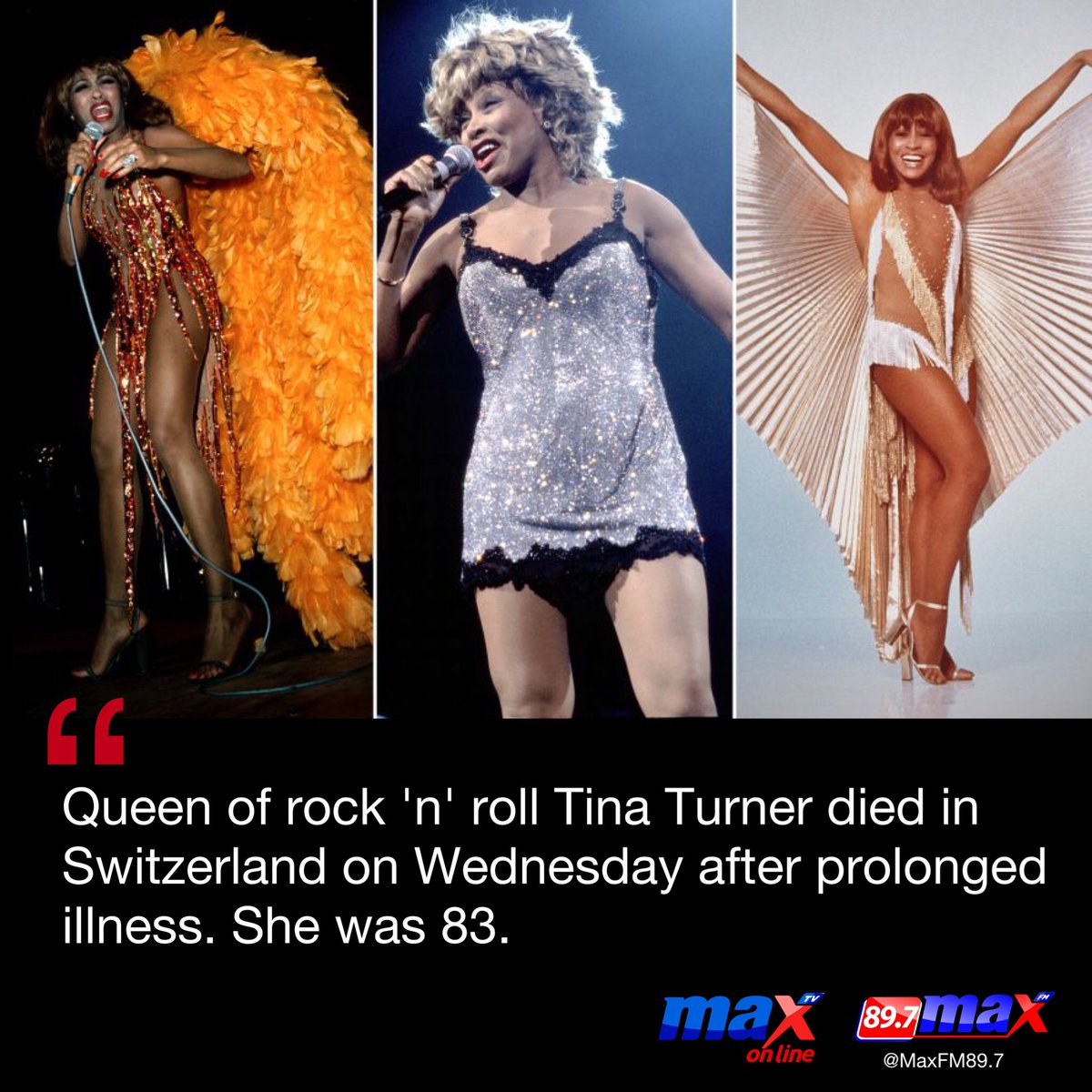Iconic singer,The Queen of Rock, TINA TURNER Passes away at age 83.

|#MaxEntertainment|

 #MaxTV #MaxFM #MaximumFM #MaxOnline #VGMA24 #24thVGMA #VGMAonTV3 #MondayMotivation