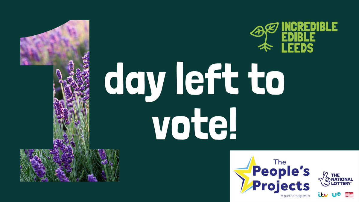 It's your last day of voting, @PeopleofLeeds! You have until 12pm tomorrow to help #IncredibleEdible #Leeds to win £70K of funding from @TNLUK  #PeoplesProjects so we can expand and #GetLeedsGrowing.