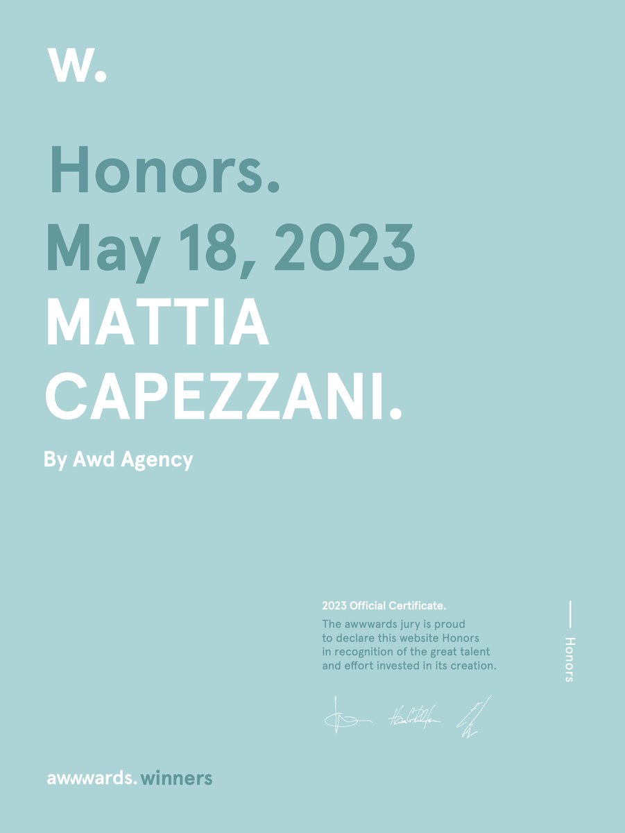 MATTIA CAPEZZANI HONORABLE MENTION on @awwwards