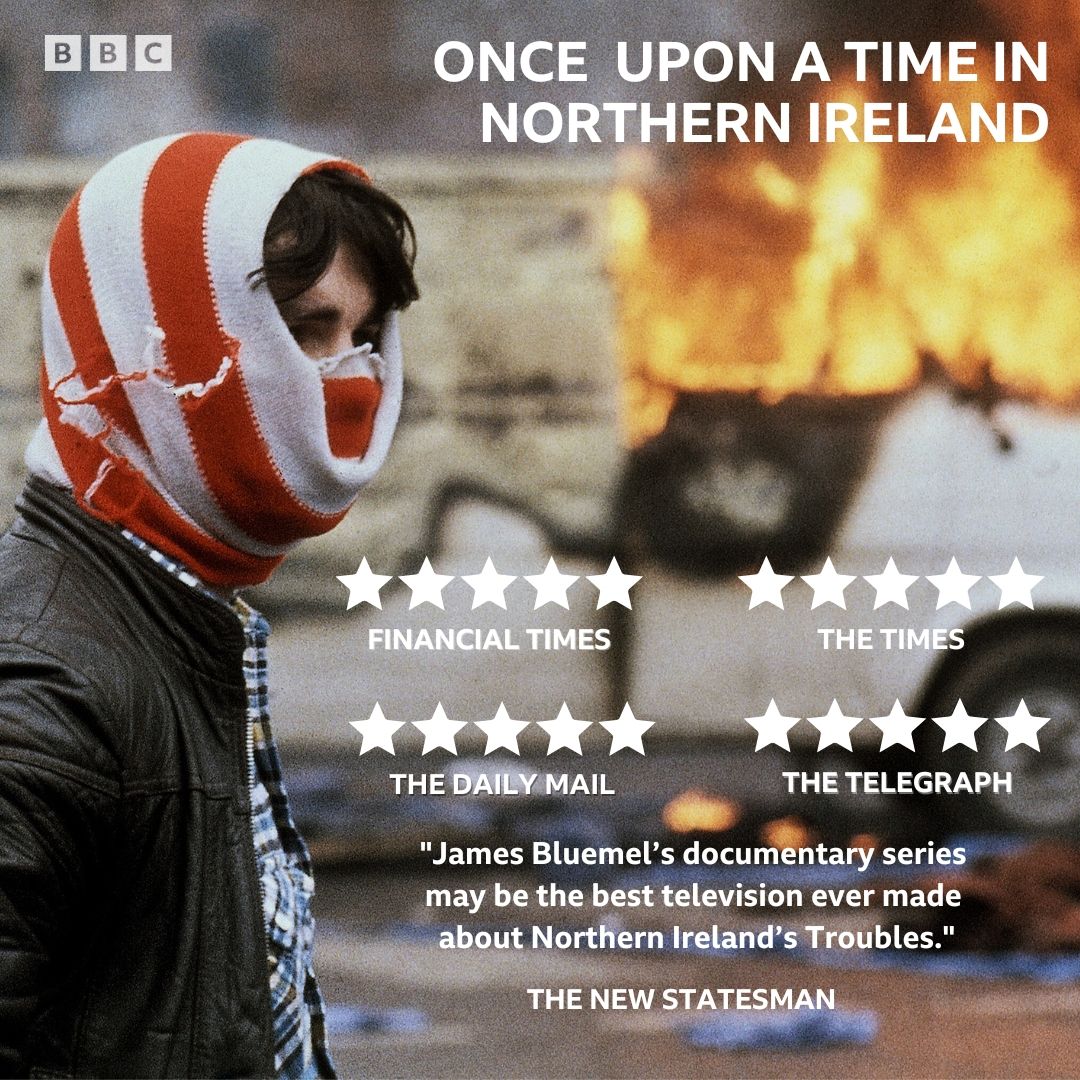 📺 Five-star reviews for Once Upon a Time in Northern Ireland available to watch now on @BBCiPlayer. The latest documentary from award-winning Director James Bluemel shares intimate, unheard testimonies from all sides of the conflict. Watch it here ➡️ bbc.co.uk/iplayer/episod…