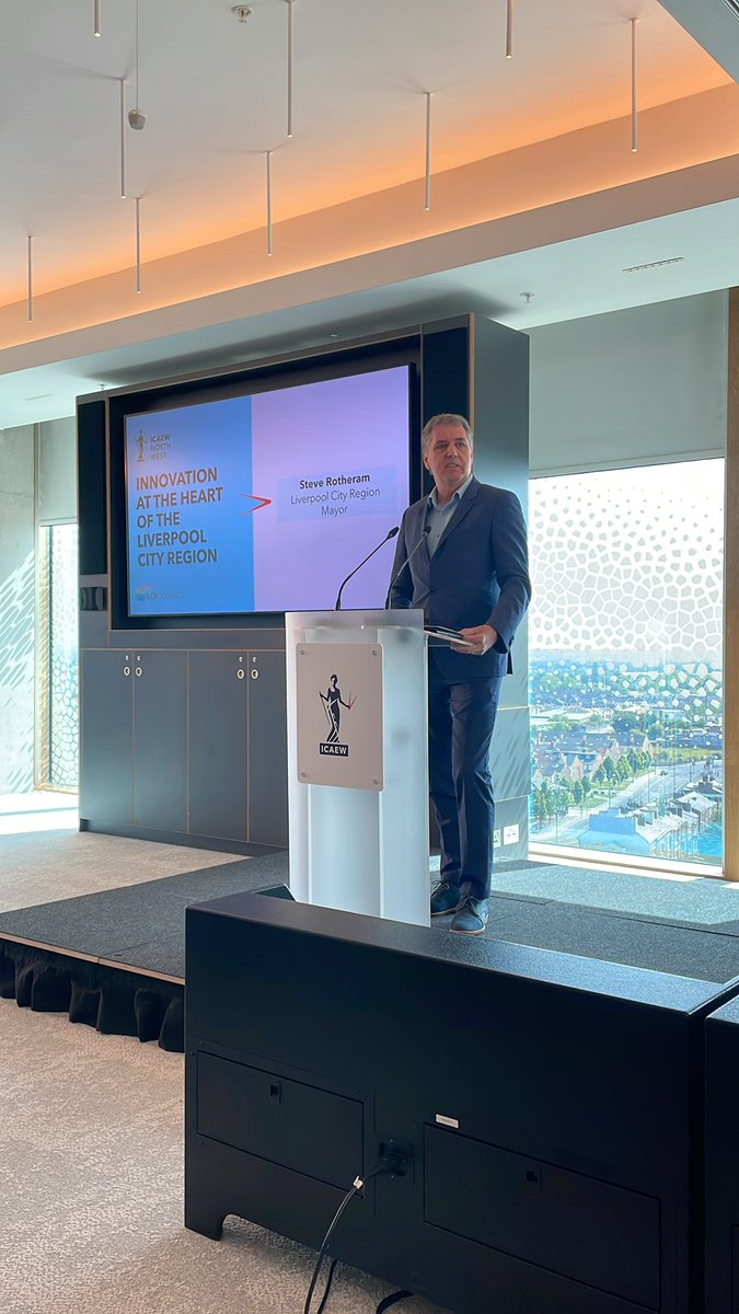 Liverpool City Region Metro Mayor Steve Rotherham opening Innovation Investment Summit. £9bn of innovation investment projects underway focussed on new technologies. Delighted <a href="/ICAEW_CORP_FIN/">ICAEW Corp Finance</a> <a href="/ICAEW/">ICAEW</a> are involved in these initiatives.