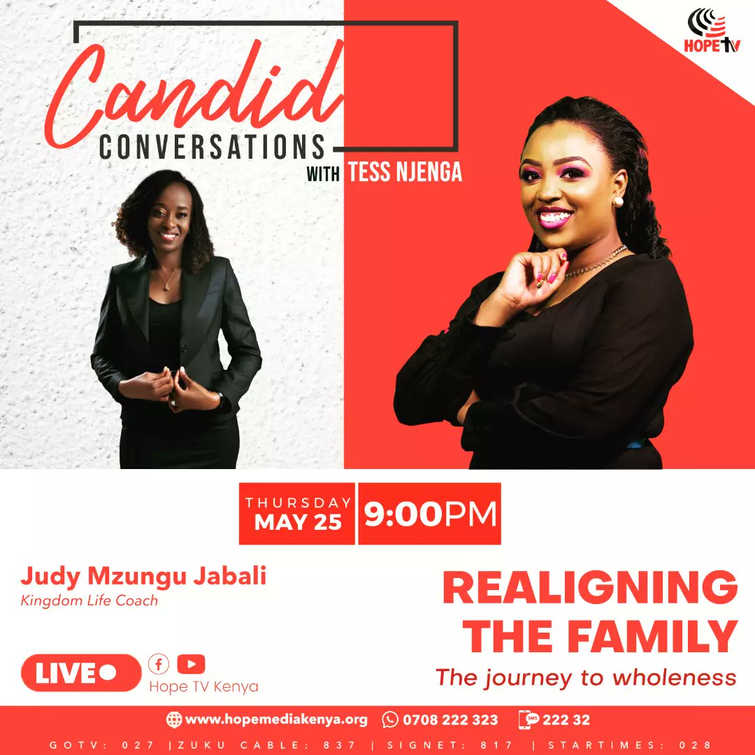 How do we recover and heal from the hurts and losses of life to living again....
Tonight on Hope Tv right after news join us on this conversation on realigning the family.