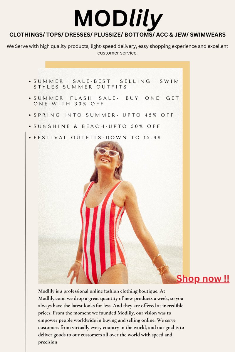 #Modlily is a professional #onlinefashion clothing #boutique. 

#summeroutfits, #outfits, #festivaloutfits,#swimwears,,#summersale,#onlineshopping,#affiliate 

modlily.sjv.io/q4gmDn