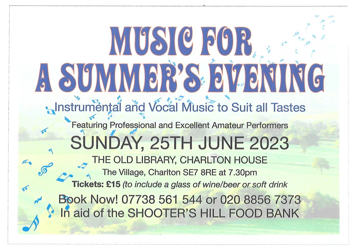 #Concert coming up in a month's time in our Old Library! In support of Shooters Hill Food Bank

@GreenwichFoodBk