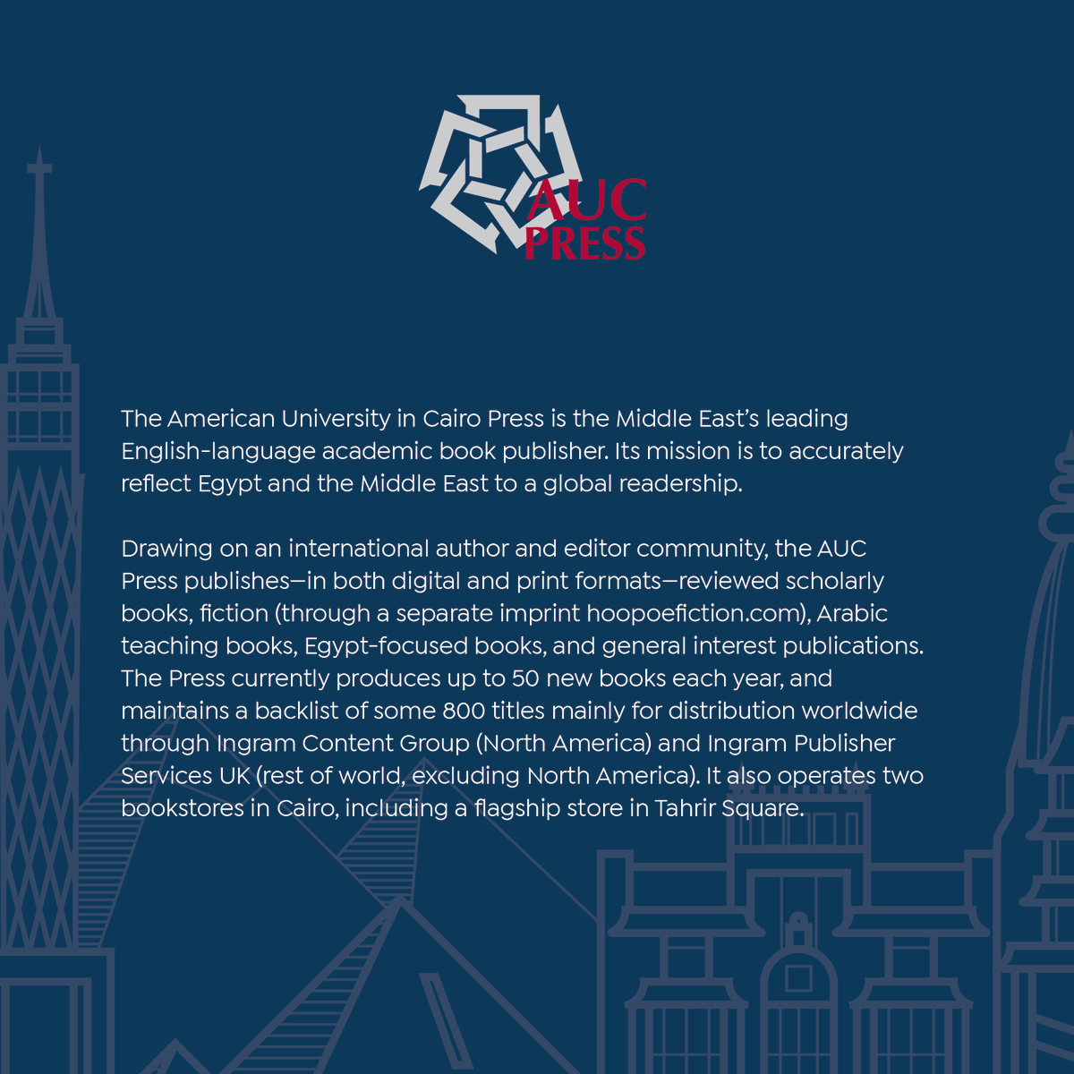 AUCPress's tweet image. Do you have a book proposal and you are not sure how to get it published?  
Learn more about AUC The American University in Cairo Press (AUC Press)' global publishing and distribution capabilities: aucpress.com/wp-content/upl… 

#publishing #books #AUCDriven