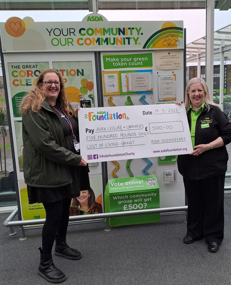 Many thanks to the Asda Foundation for the £500 to enable us to continue to offer hot drinks in our libraries for our all communities.
Huge thank you to Jan, Asda Community Champion for your support.

#llyfrgelloeddauralibraries #warmwelcome #CroesoCynnes #Asda #AuraWales