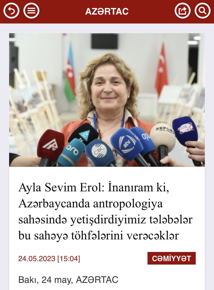 Azertac Haber’in Fakültemiz Antropoloji Bölümü Başkanı Prof. Dr. @aylasevimerol ile yaptığı röportaja şu linkten ulaşılabilir: azertag.az/xeber/Ayla_Sev…