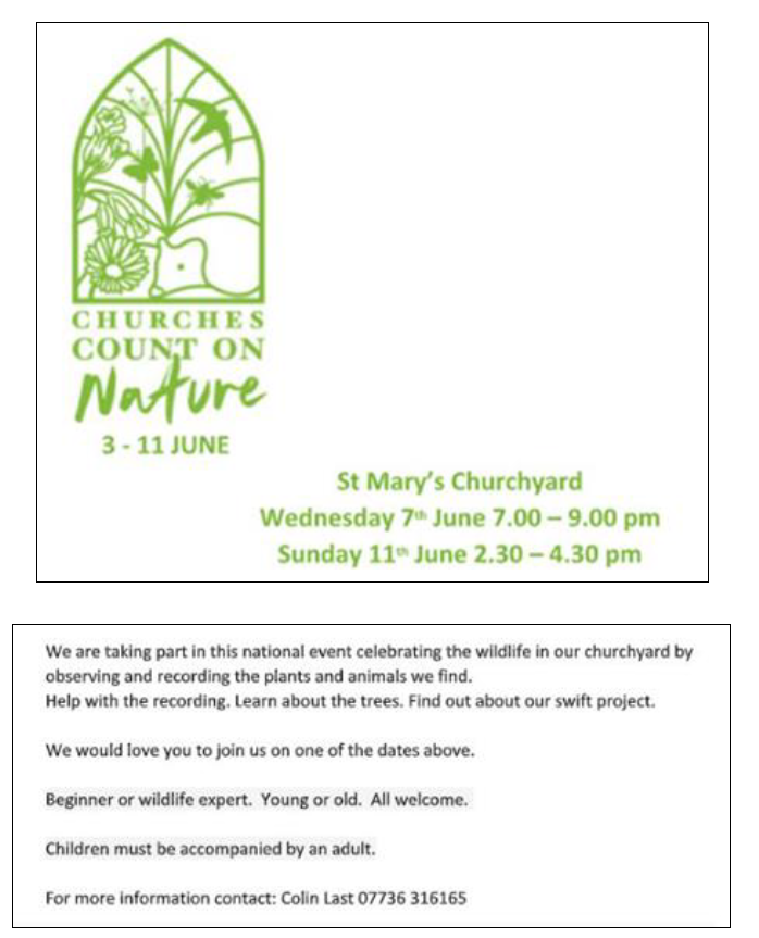Please see Flyer from St Mary's Church.