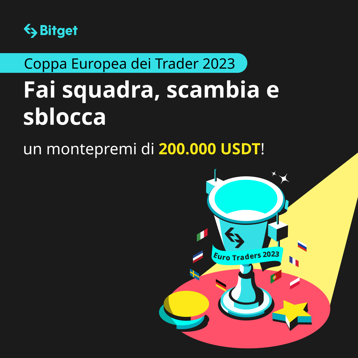bg_in_italian's tweet photo. 🏆 Fai squadra con il tuo paese e competi per alzare la Trader Cup 2023

🎁 Nuova grande competizione da questo mese fino a giugno con 200.000 USDT in montepremi!

👇 Scopri di più
https://t.co/GNMlemdea7

#Tether #Giveaway #USDT #Bitcoin #Trading #CryptoTwitter #TradingCup2023 #Bitget #Exchange #Cryptocurriencies