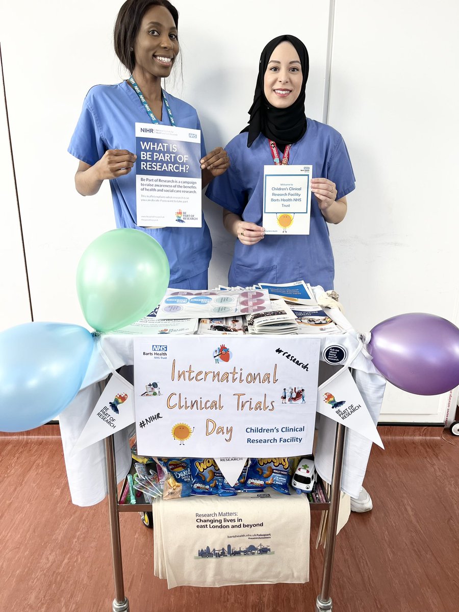 Putting the final touches on our #InternationalClinicalTrialsDay stall @WhippsCrossHosp! First stop…Acorn ward! #ICTD2023 #bepartofresearch