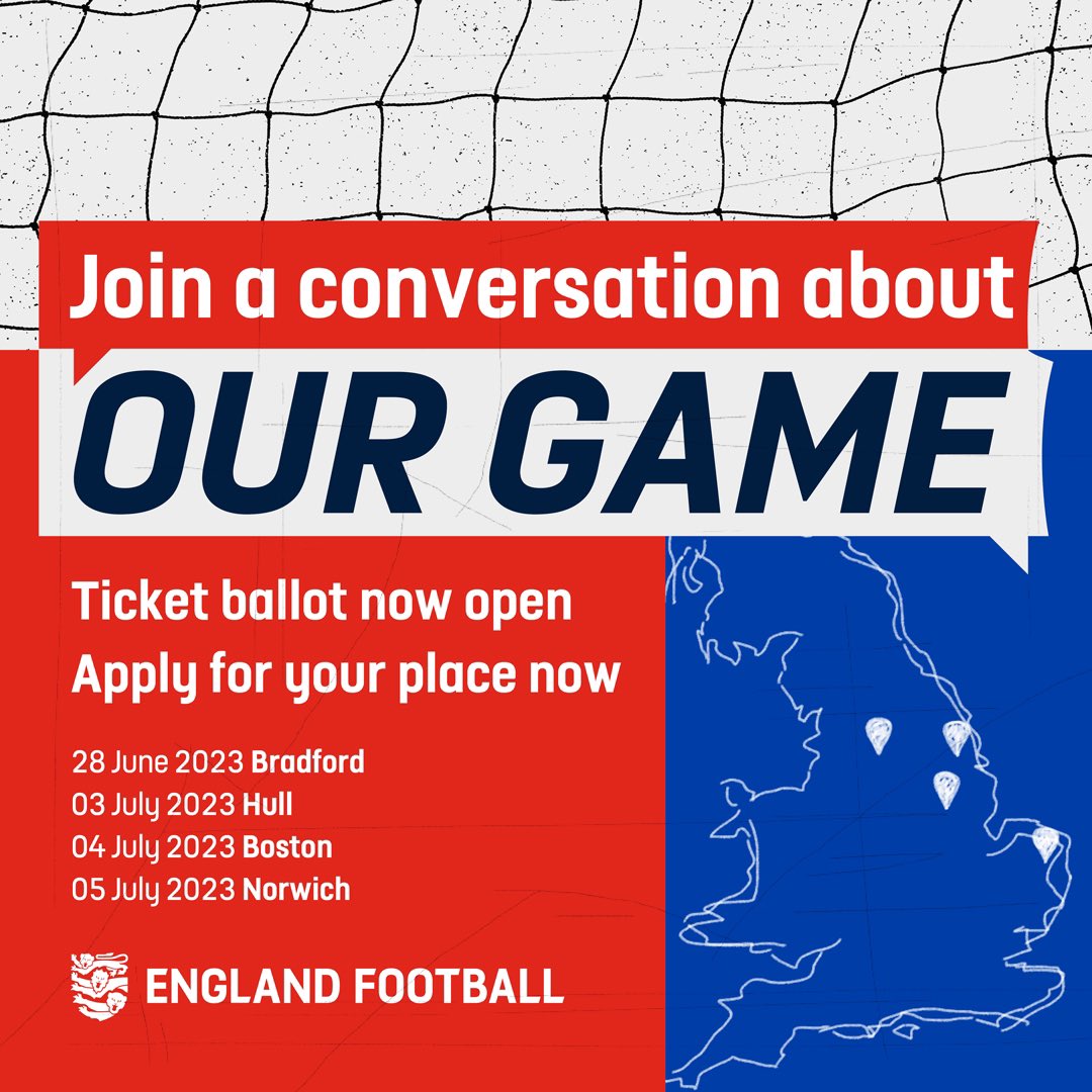 Join a conversation about our game!

Have your say to help shape the 2024-2028 Strategy

🔗 Enter the ballot here: bit.ly/3NZrMMU