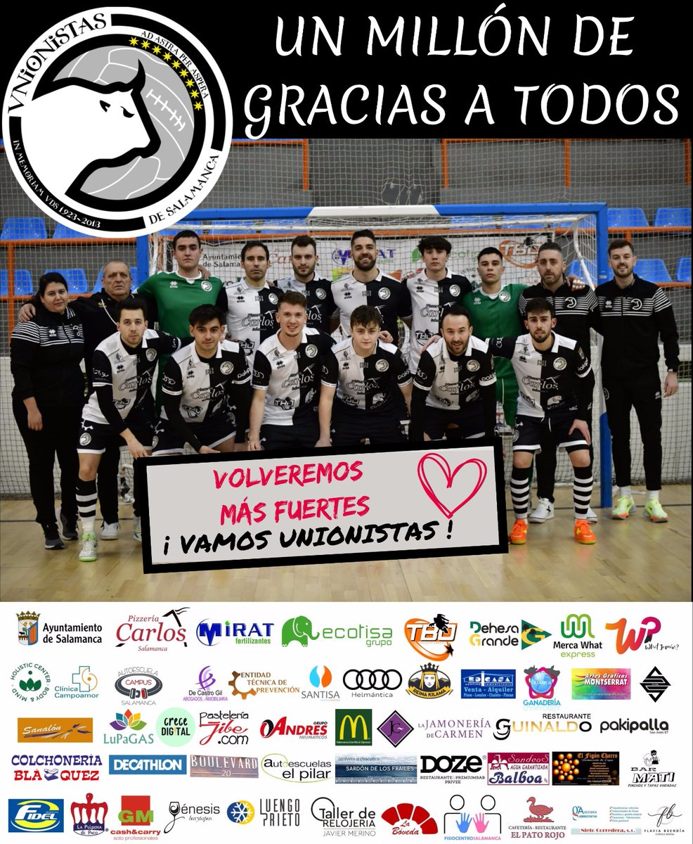 cdsalamancafs's tweet photo. 📣 GRACIASSSSSS/

Simplemente GRACIAS, gracias a todos los patrocinadores por acompañarnos en esta gran temporada. Gracias por hacer camino JUNTOS. 

¡VOLVEREMOS CON MAS FUERZA! https://t.co/1HMue7jojG