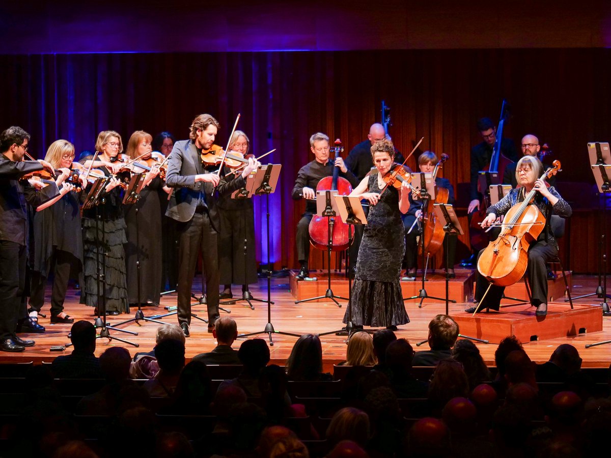 BrittenSinfonia's tweet image. In full flow at Milton Court last night. 

Lovely audience, a warm reception for @josephphibbs new piece, and a joy to work with @zajaconductor who conducted Maconchy's Symphony for Double String Orchestra, which the orchestra was reading from a 1953 handwritten manuscript!