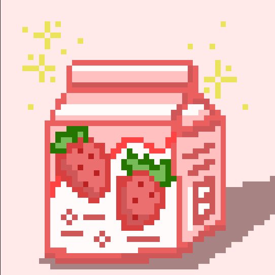 Bella_Lexous's tweet photo. My first and ongoing second try for my Strawberry Milk Pixel art 🍓✨ #pixelart #pixelartist #strawberry #milk #littlelexous https://t.co/2u9Z6noOxq