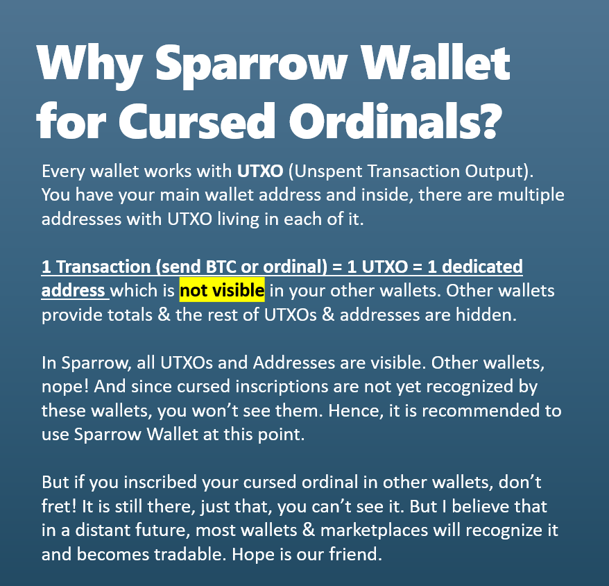 If you understand how UTXO works, you will understand whatever is happening in the Bitcoin space. Everything is all about UTXOs but we don't usually see them. 

Unless, of course, if you are a @SparrowWallet user. 

Will post soon on UTXOs so we can prepare for the next meta.