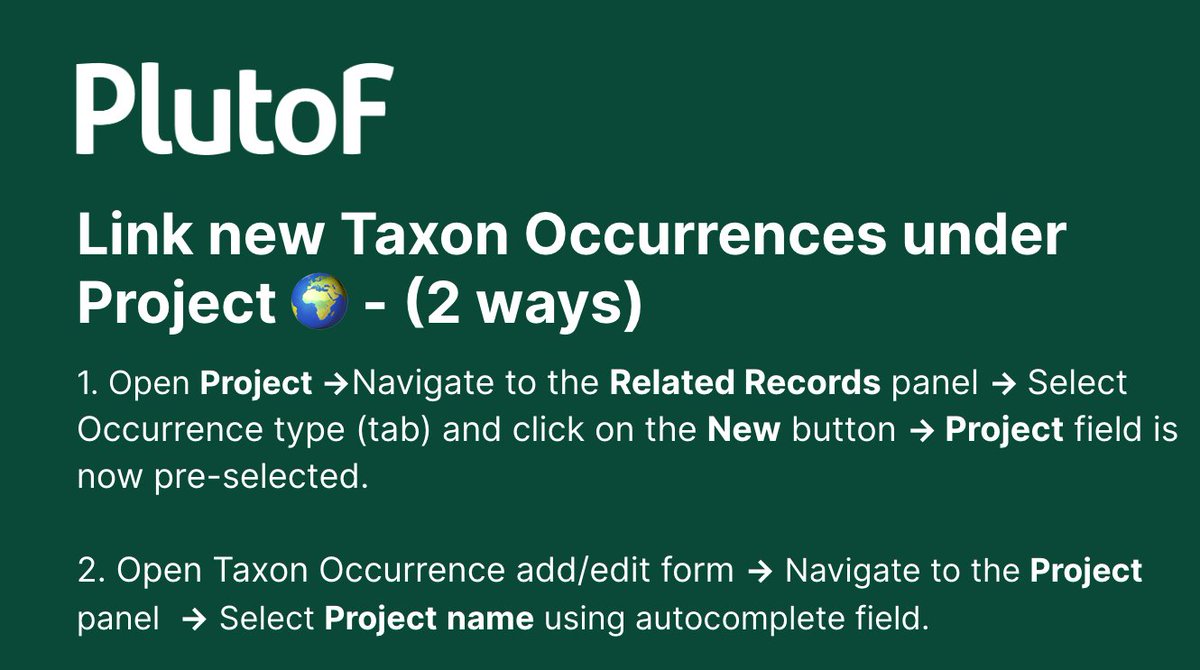 Link new Taxon Occurrences under Project 🌍 - (2 ways) 
🎥 youtube.com/watch?v=qHlVOq…

#DataManagement #datamanager #cms #biodiversity