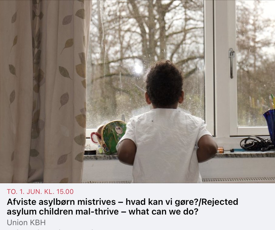 Community meeting at #UnionKBH on June 1. What do we know about the reasons for mal-thriving among rejected asylum-seeking children and youth in DK? How do we improve their legal rights and living conditions? How do we create political action? More info👉 fb.me/e/2EExsriRl