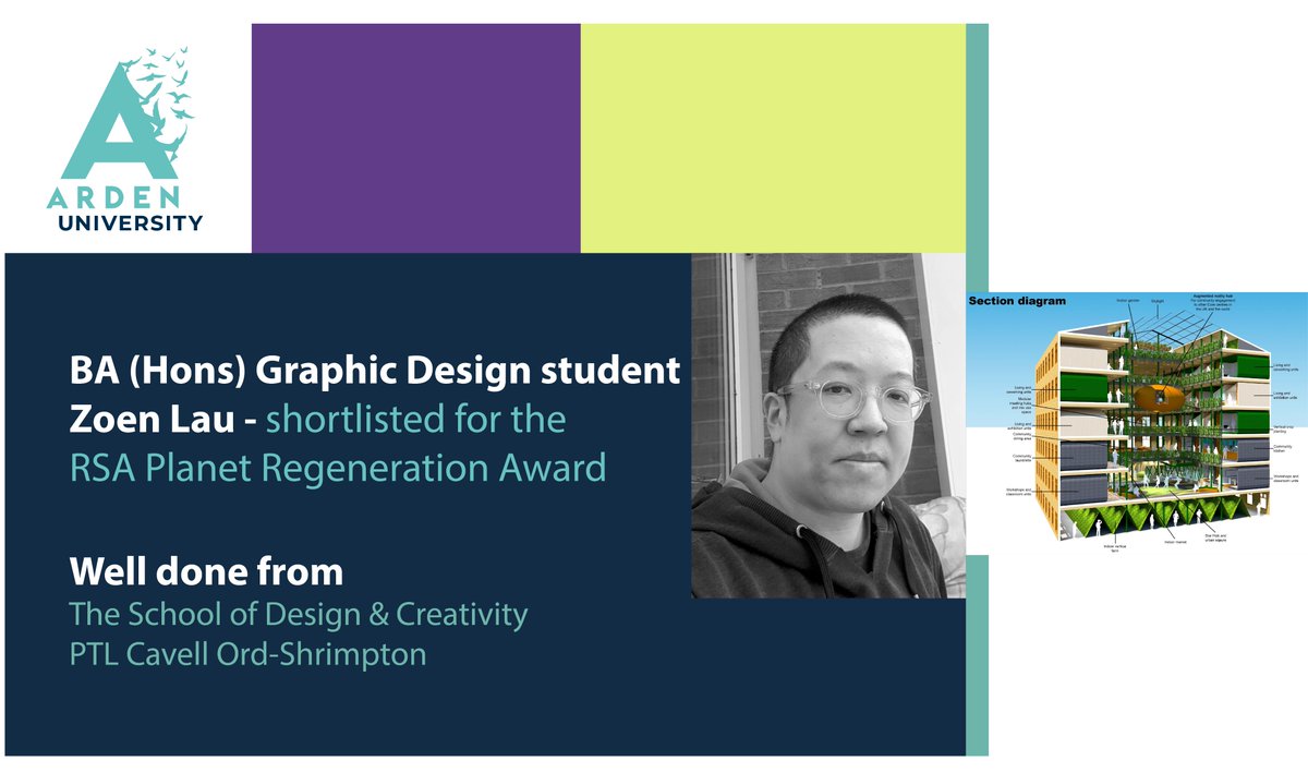 BA (Hons) Graphic Design student, Zoen Lau has been shortlisted for the RSA award for Planet Generation. We are extremely proud of Zoen Lau, Congratulations from PTL Cavell Ord-Shrimpton linkedin.com/feed/update/ur………… #students #ArdenUniGraphic #RSA #ArdenUniversity #ardenuni