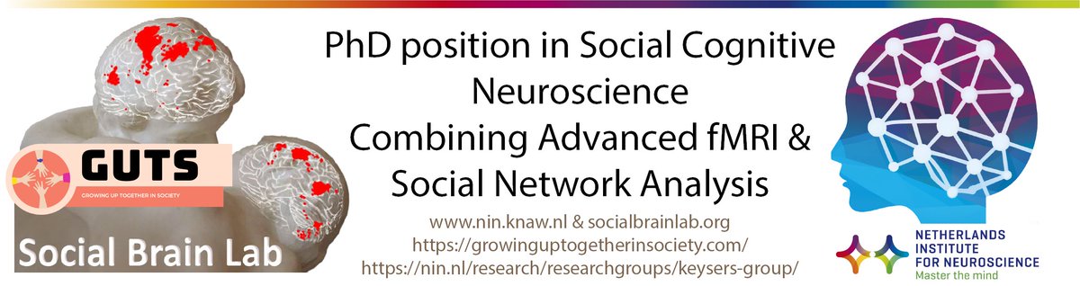 Would you like to combine social network analytics with #fMRI #Neuroimaging data about #EmpathyResearch in hundreds of young adults? We have the #SocialNeuroscience #PhDPosition for you @NIN_KNAW @sbl_nin in #Amsterdam Apply until 30th of May here: nin.nl/vacancies/phd-…