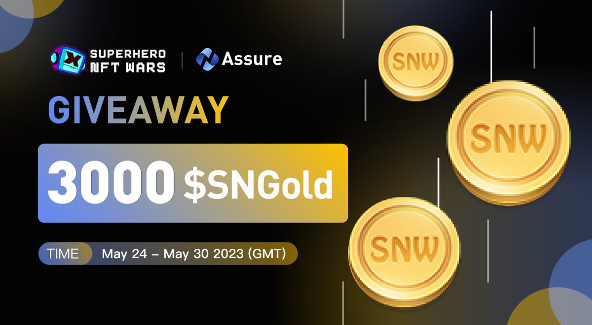 Cheers to <a href="/supernftwars/">Superhero NFT Wars (SNW)</a> newest partnership with <a href="/Assure_pro/">AScoin Wallet</a> 🎉 👾
🎁Airdrop from <a href="/supernftwars/">Superhero NFT Wars (SNW)</a>

💰100 winners   3,000 #SNGold
✅follow <a href="/Assure_pro/">AScoin Wallet</a> <a href="/supernftwars/">Superhero NFT Wars (SNW)</a>
✅Like RT @ 3frends
📰Details:
galxe.com/assurewallet/c…