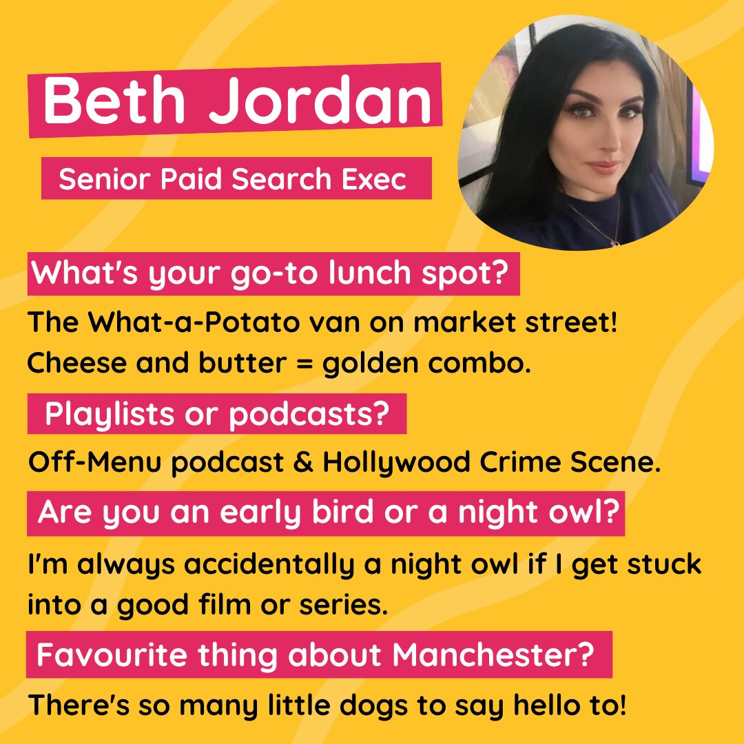 🤝 MEET THE TEAM 🤝 Beth Jordan is our Senior Paid Search Exec and the newest addition to our lovely Custard team! 🌞