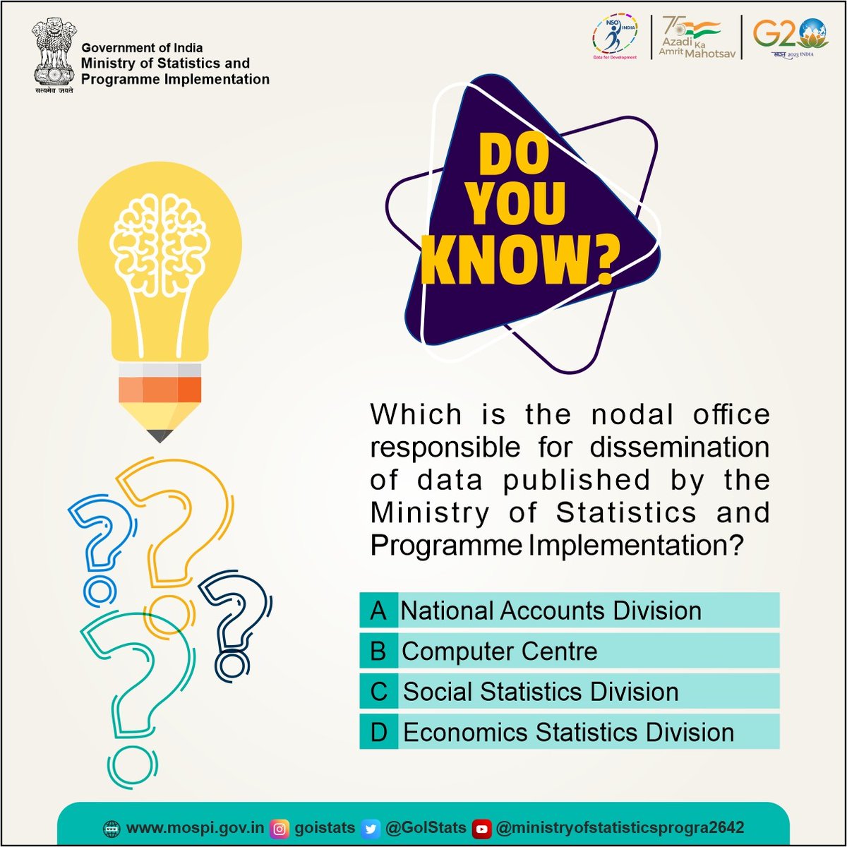 GoIStats's tweet photo. Answer the following question in the comment section

#KnowMoreAboutMoSPI  
#DoYouKnow https://t.co/4BkKc6GtWU