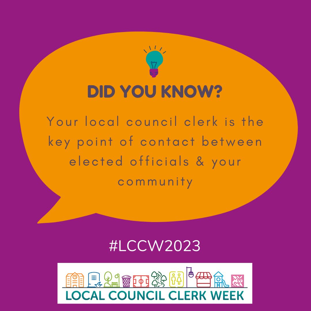 Join us in recognising the work clerks do for their communities👏

Local Council Clerk Week
10 - 14 July 2023

slcc.co.uk/LCCW
#LCCW2023