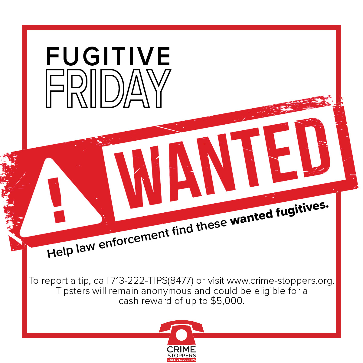 Check out this week's #FugitiveFriday!  Up to $5K for information that helps find them! #hounews #KeepHoustonSafe - mailchi.mp/crime-stoppers…