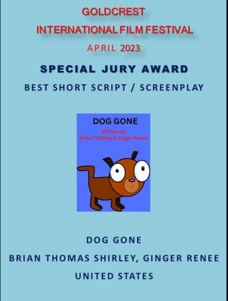briantshirley's tweet photo. Amazing news! "Dog Gone" was just selected by Goldcrest International Film Festival via https://t.co/hEoOXshBkx! - #shortfilm #script #shortscirpt #shortscreenplay #actor #wrtier #briantshirley https://t.co/nn33yfSm0v
