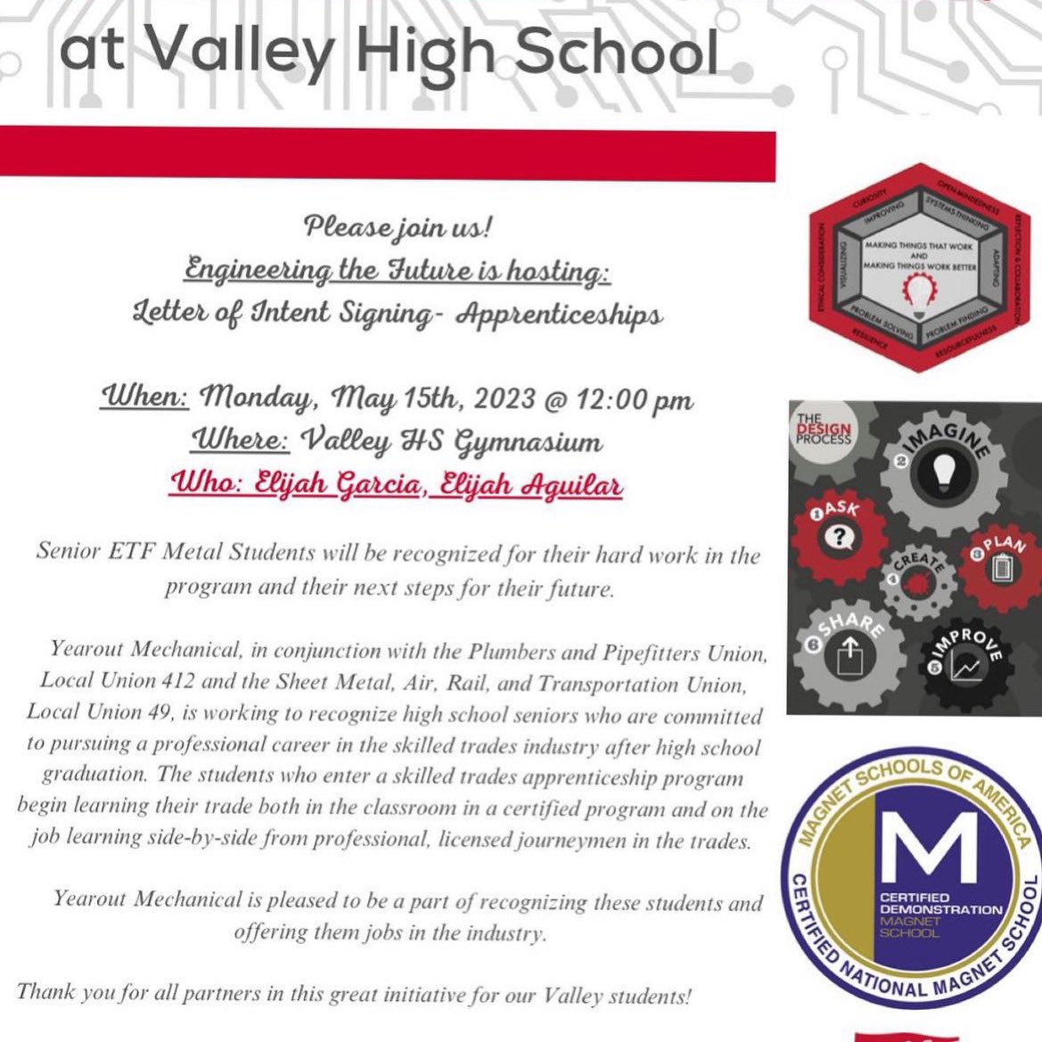 Engineering the Future @ Valley High School (@etfatvhs) on Twitter photo ETF Student Signing for apprenticeships. Monday! <a href="/VikingsVhs/">Valley High School</a> <a href="/EtFatVHS/">Engineering the Future @ Valley High School</a> ETF Student Signing for apprenticeships. Monday! <a href="/VikingsVhs/">Valley High School</a> <a href="/EtFatVHS/">Engineering the Future @ Valley High School</a>