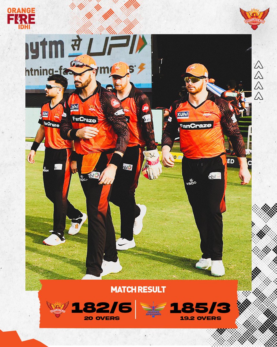 SunRisers's tweet image. Defeat at Uppal.