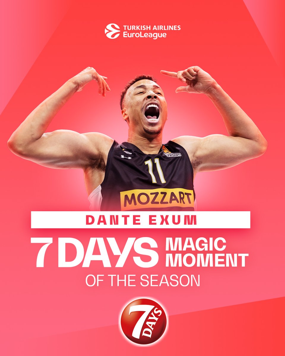 𝟮𝟬𝟮𝟮-𝟮𝟯 𝗠𝗮𝗴𝗶𝗰 𝗠𝗼𝗺𝗲𝗻𝘁 𝗼𝗳 𝘁𝗵𝗲 𝗦𝗲𝗮𝘀𝗼𝗻🏆

The EuroLeague has once again witnessed some of the best basketball plays on the planet...

The fans have spoken and voted Dante Exum of <a href="/PartizanBC/">KK Partizan Mozzart Bet</a> as the winner of the 2022-23 7DAYS Magic Moment of the Season🙌
