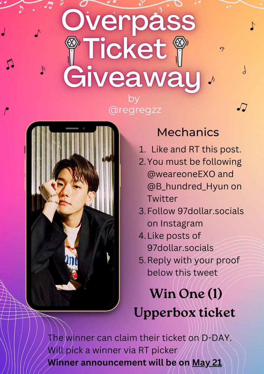 regregzz's tweet photo. 🎟️ KPOP OVERPASS Music Concert Ticket Giveaway 

Get a chance to win one (1) Upper Box Ticket to see Baekhyun LIVE on OVERPASS in Manila this June 11, Sunday! Follow the mechanics to win!

#OVERPASSinMNL_Baekhyun @weareoneEXO @B_hundred_Hyun https://t.co/0LycTNV8s9