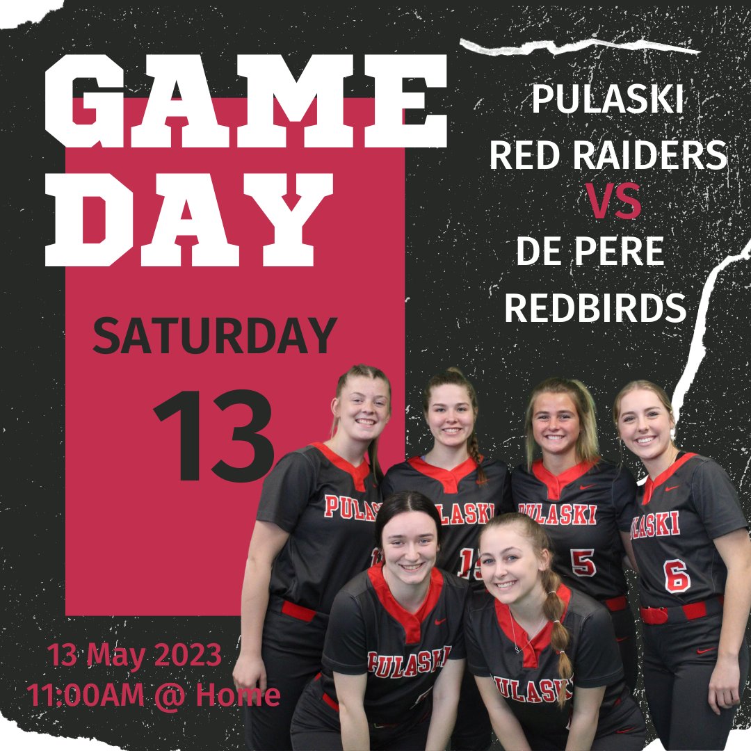 PulaskiRedSea's tweet photo. The Softball Team takes on the De Pere Redbirds in a double header starting at 11:00 AM. 
Thank you to all the seniors for all of your hard work in the program!
Seniors: Ella W, Nicole B, Haleigh O, Maddie C, Hailey W, and Hailee D! 🤩
@Pulaski_SB🥎
#RaiderStrong 💪 https://t.co/HKHyAInIjY