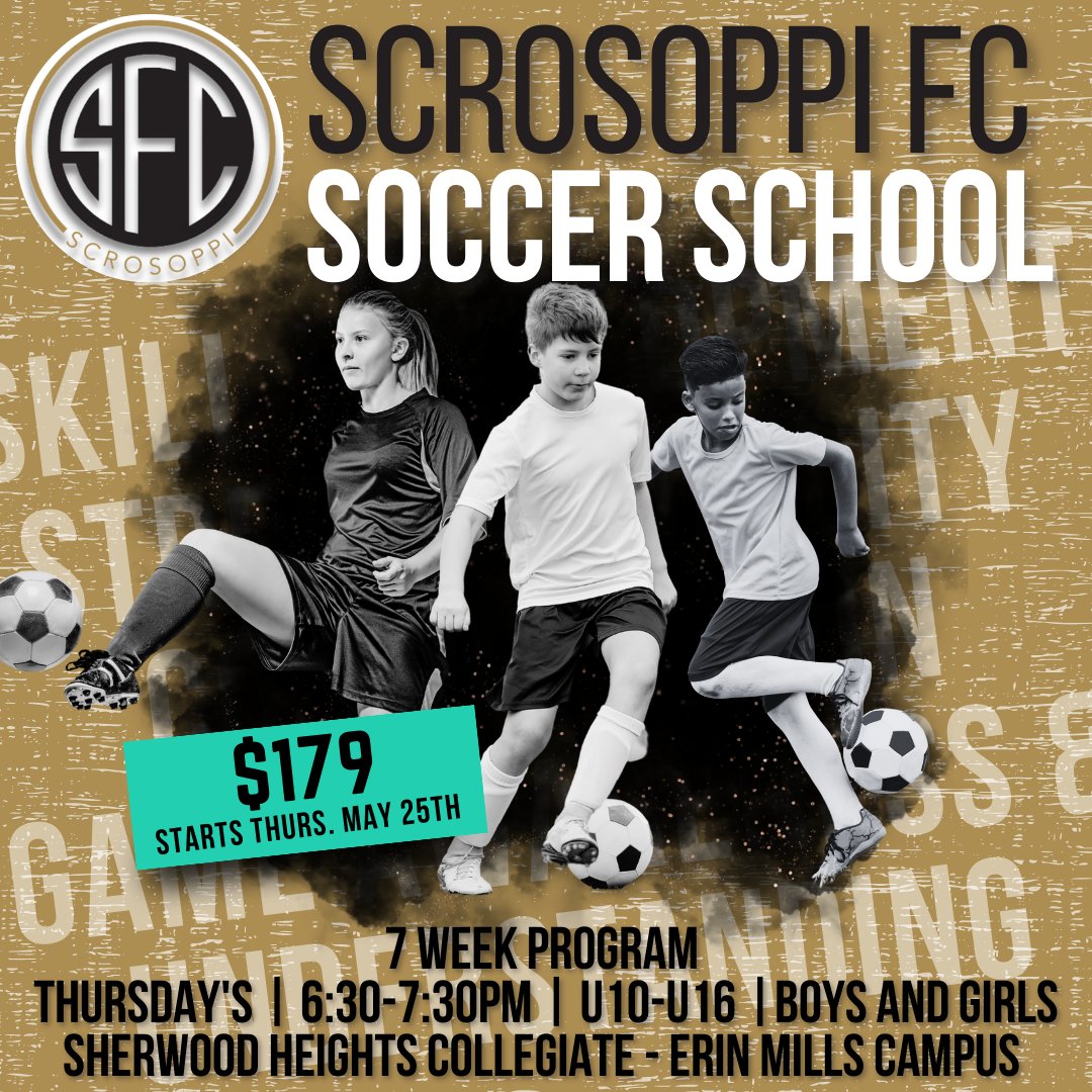 🚨New Programming!🚨

Join our 7-week program for U10-U16 boys and girls!

Details:
📆Every Thursday, starting May 25
⏰630pm-730pm
📍Sherwood Heights Collegiate - Erin Mills Campus
💲Cost: $179

Ready to Register?
▪buff.ly/3B4WDzP

#TogetherWeDream  | #GarraVianense