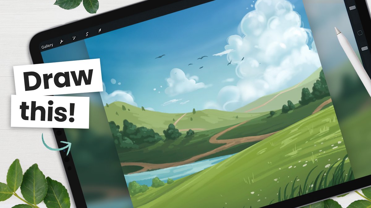 gvdesignstudio's tweet photo. New tutorial! Learn how to draw painterly landscapes using your favorite digital art software 🌾 https://t.co/sCicMteLa6 #digitalart #procreate https://t.co/1FSeBAMbjl