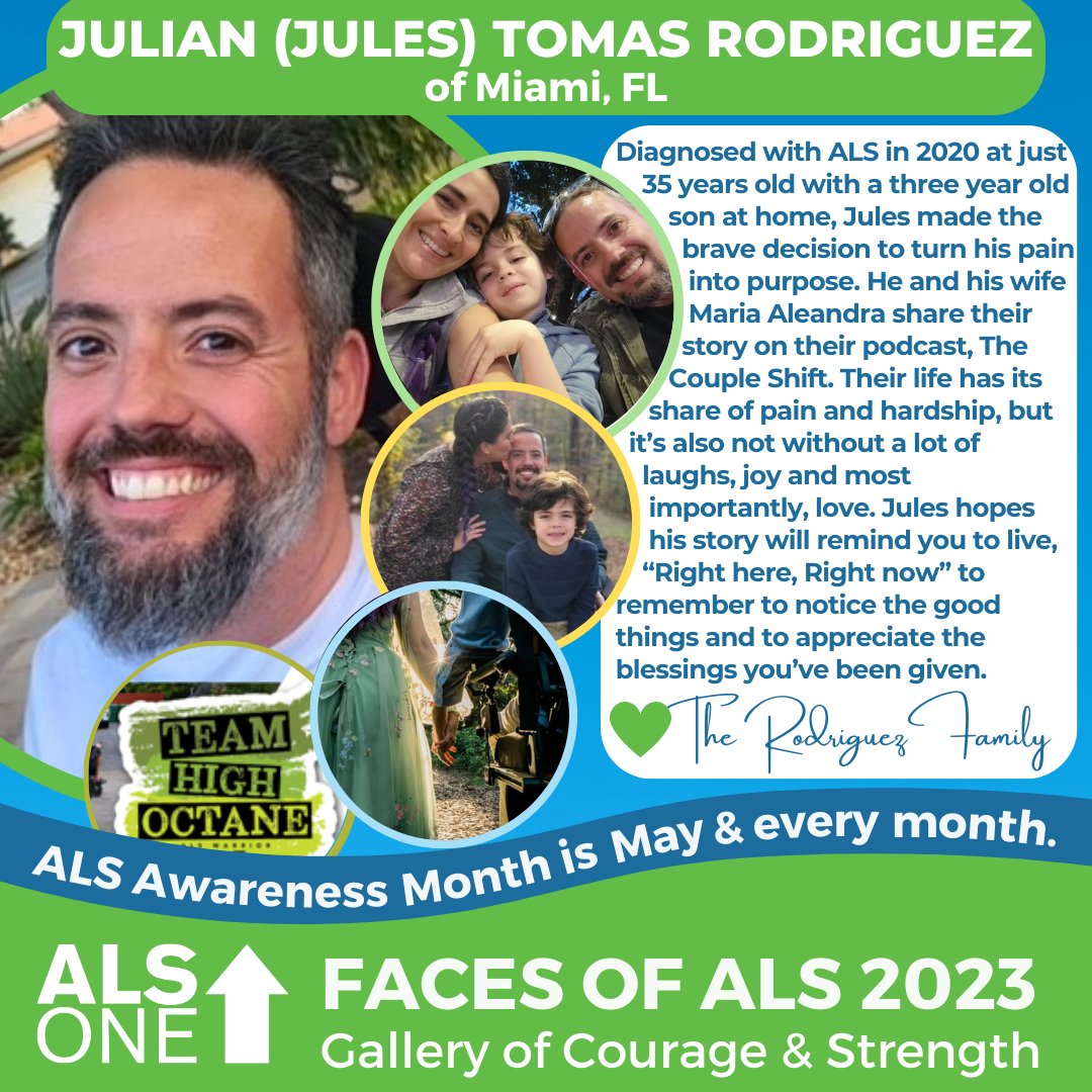 #ALSAwarenessMonth’s #FacesOfALS: Julian (Jules) Tomas Rodriguez of Miami, FL. Dx w/#ALS in 2020 at just 35 years old with a three year old son at home, Jules made the brave decision to turn his pain into purpose. He and his... (Read on in photo). 💚 The Rodriguez Family #EndALS