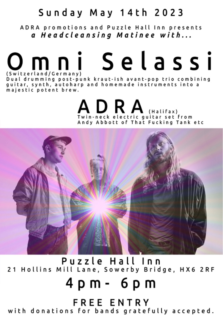 Tomorrow afternoon at @puzzlehallinn Sowerby Bridge incredible double-drumming kraut psych sounds from Switzerland and double neck guitar explorations from Halifax. 4-6pm. Free entry.