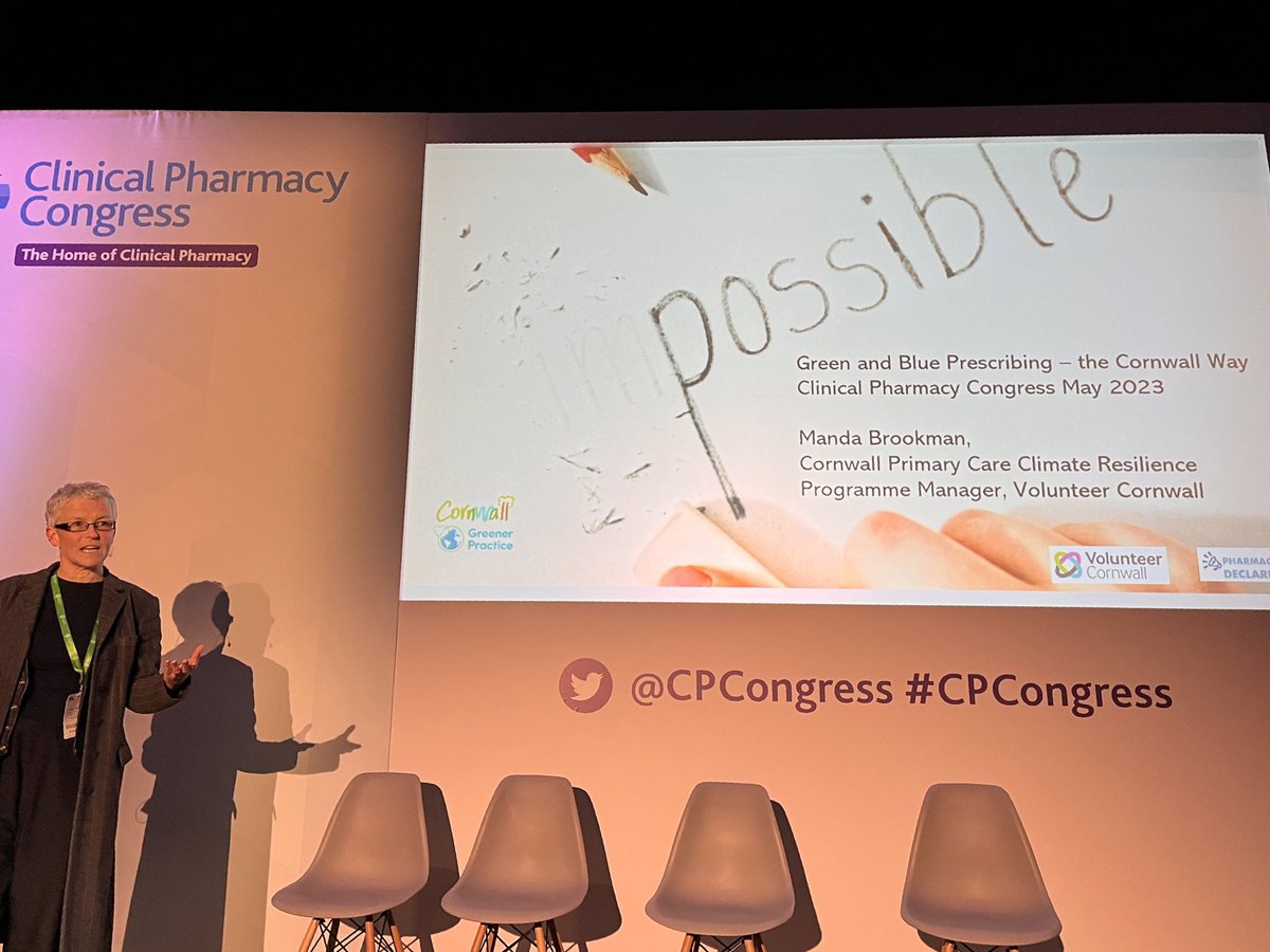 Hearing @MandaBrookman from Cornwall talk about green 🍃and blue 🌊prescribing at #CPCongress @PharmDeclares