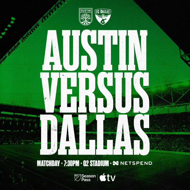 AustinFC's tweet photo. Let's light it up VERDE. It's MATCHDAY!

#ATXvDAL | #MLSSeasonPass on Apple TV | 7:30 PM CT