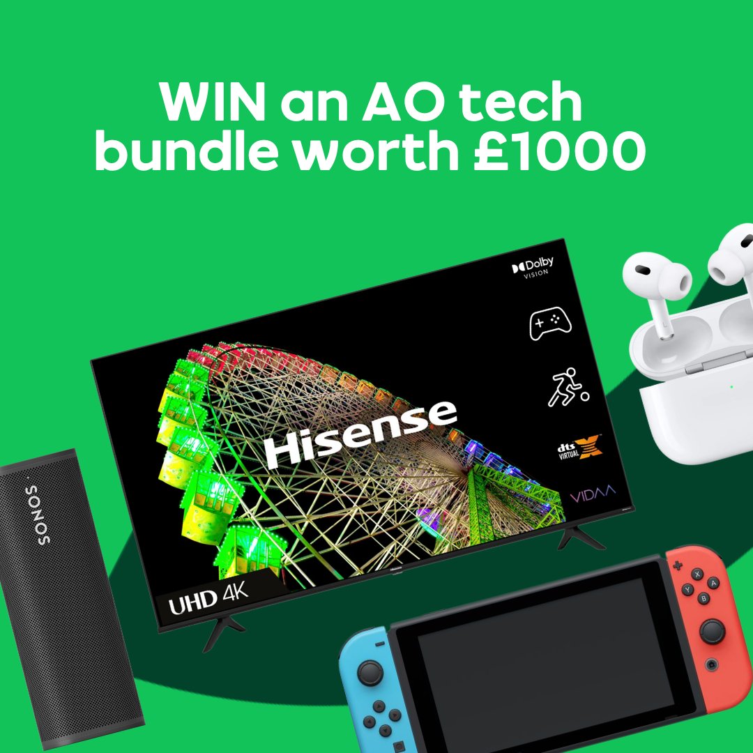 𝘾𝙤𝙢𝙥𝙚𝙩𝙞𝙩𝙞𝙤𝙣 𝙏𝙞𝙢𝙚  🙌.

Win an AO tech bundle worth £1,000! 🤩

To enter:
👍 Like this post
📲 Follow <a href="/ao/">AO</a> 
✍️ Comment which TV series you'd be binge-watching on your new 50" Hisense TV!

You've got until Thursday 18th May to enter 🤗.

T&amp;C's apply.