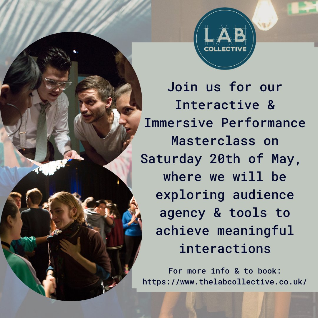 1️⃣ week before our #Interactive &amp; #Immersive Performance #Masterclass!!!

Book your place here:
eventbrite.com/e/masterclass-…

#performance #training #theatretraining #performancetraining #skills #theatreskills #performanceskills #actingskills #actor #performer #actorslife