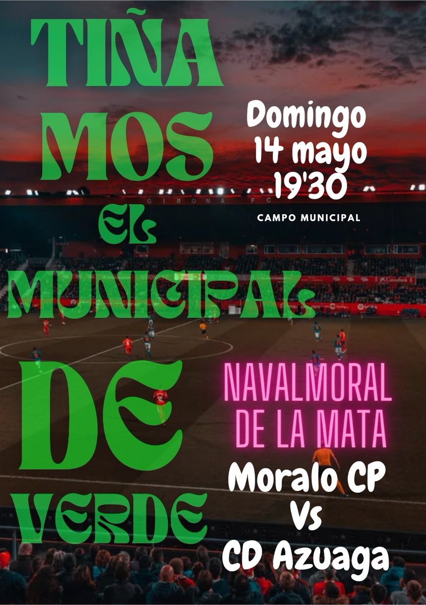 MAÑANA ES EL DIA
PONTE LA VERDE!!!
TÚ ERES EL PROTAGONISTA!!!
HALA MORALO!!!