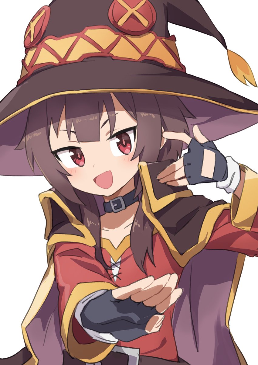 megumin 1girl gloves hat fingerless gloves solo witch hat red eyes  illustration images