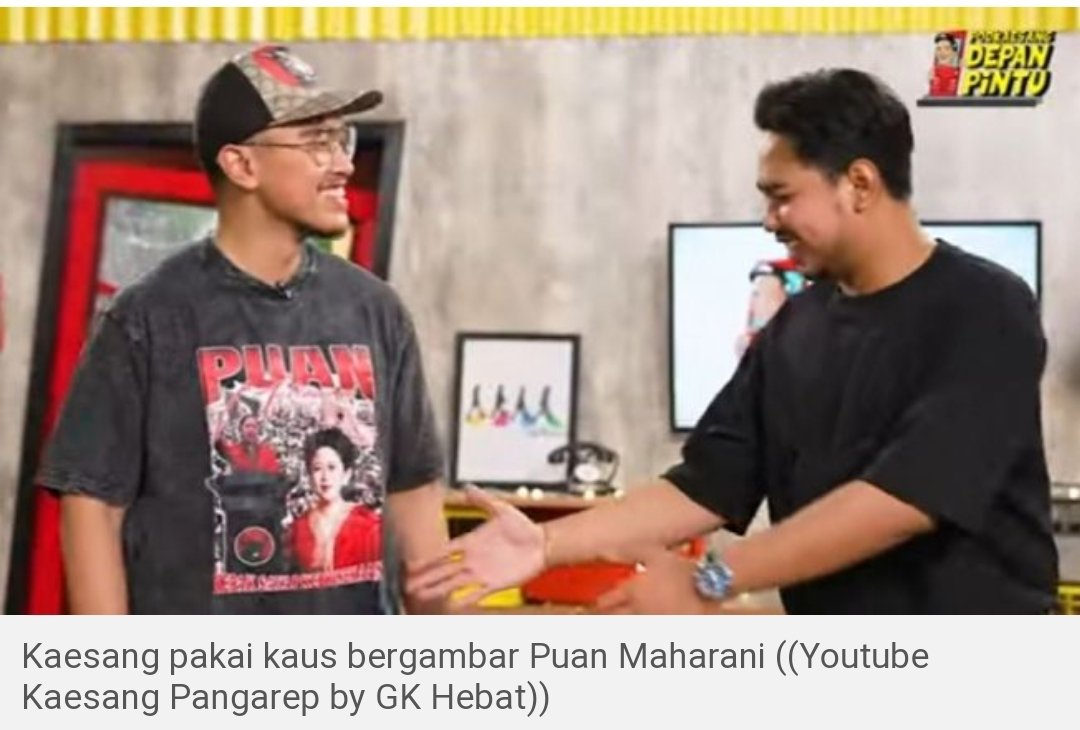 Kaesang pakai kaos bergambar Prabowo. Sebelumnya dia memakai kaos bergambar mbak Puan. 

Gibran bilang sangat mengidolakan Mas Ibas. 

Terus ada yang menganggap serius? Hahahahahaha...