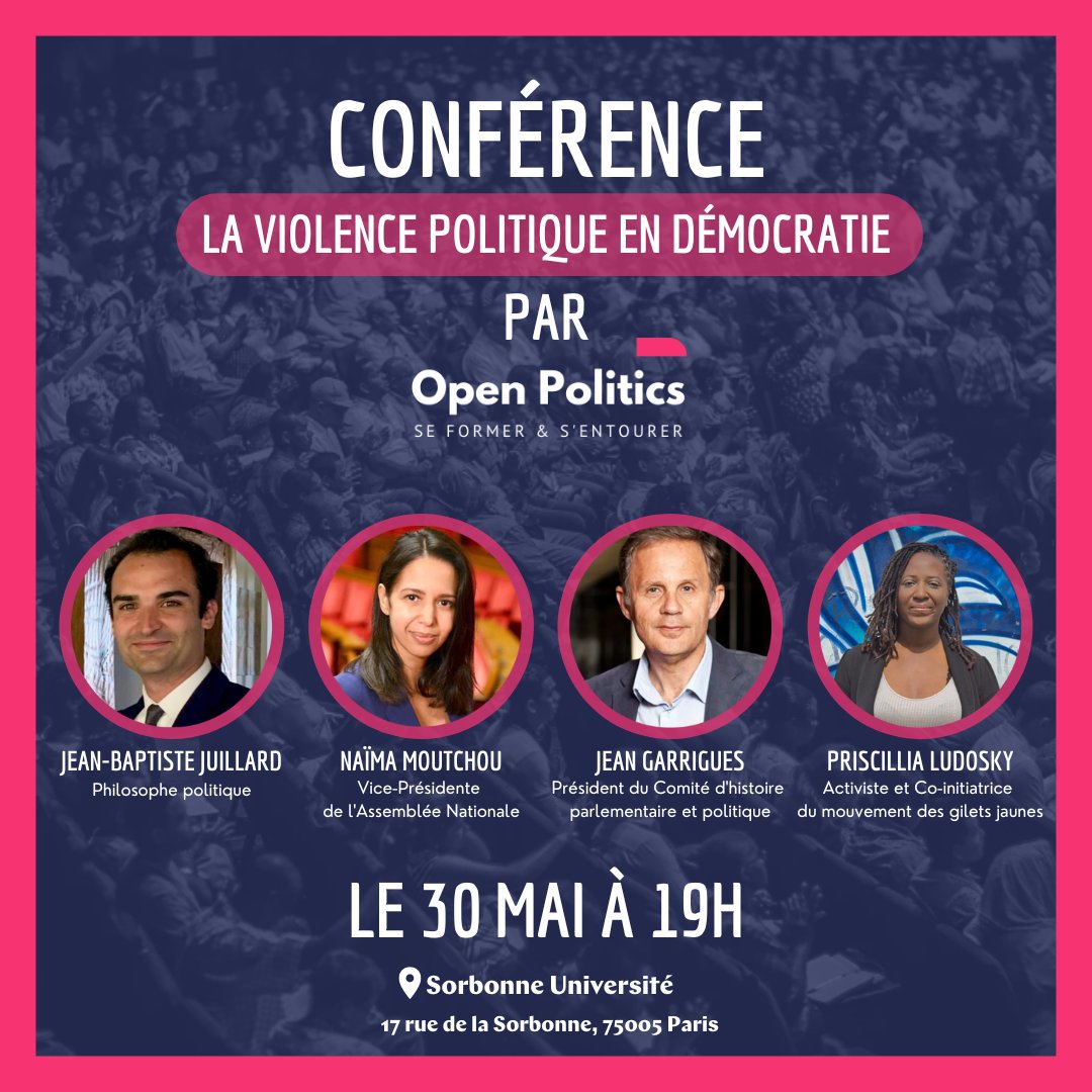 CONFÉRENCE Open Politics

📆 Mardi 30 mai 2023
⏰️ 19h00
📍 Sorbonne Université
17 rue de la Sorbonne, 75005 Paris

N'hésitez pas à bloquer votre agenda pour cet événement d'exception !