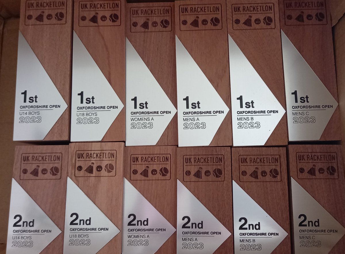 OxRacketlon's tweet photo. Looking good for tomorrow's #racketlon #oxfordshire tournament. Who's going to be taking a lovely @LasersAreUs trophy home? https://t.co/PWT1dwjKva